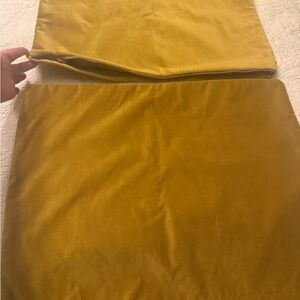2 gold velvet zippered throw pillow covers